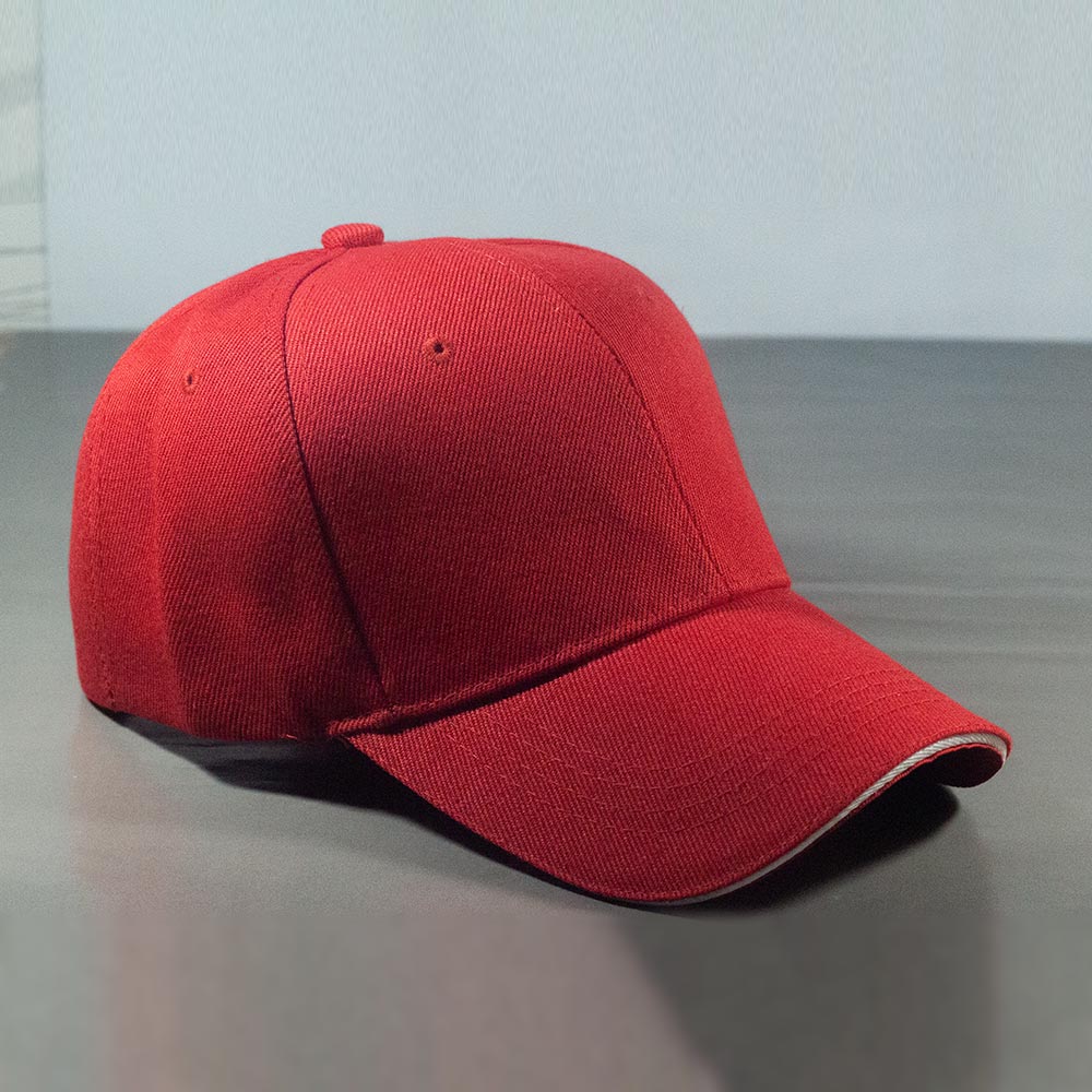 Wings Red Plain Caps for Men CP-209