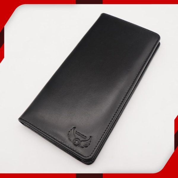 Long Black Leather Wallet main