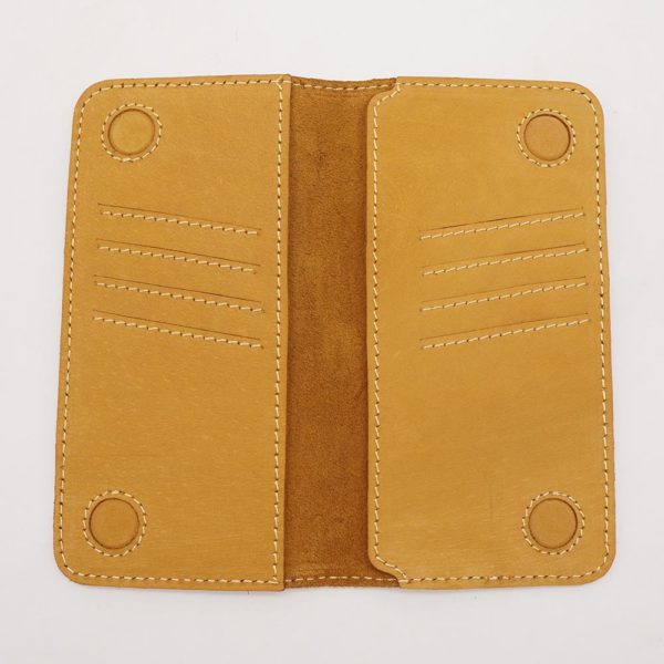 Long Camel Leather Wallet open