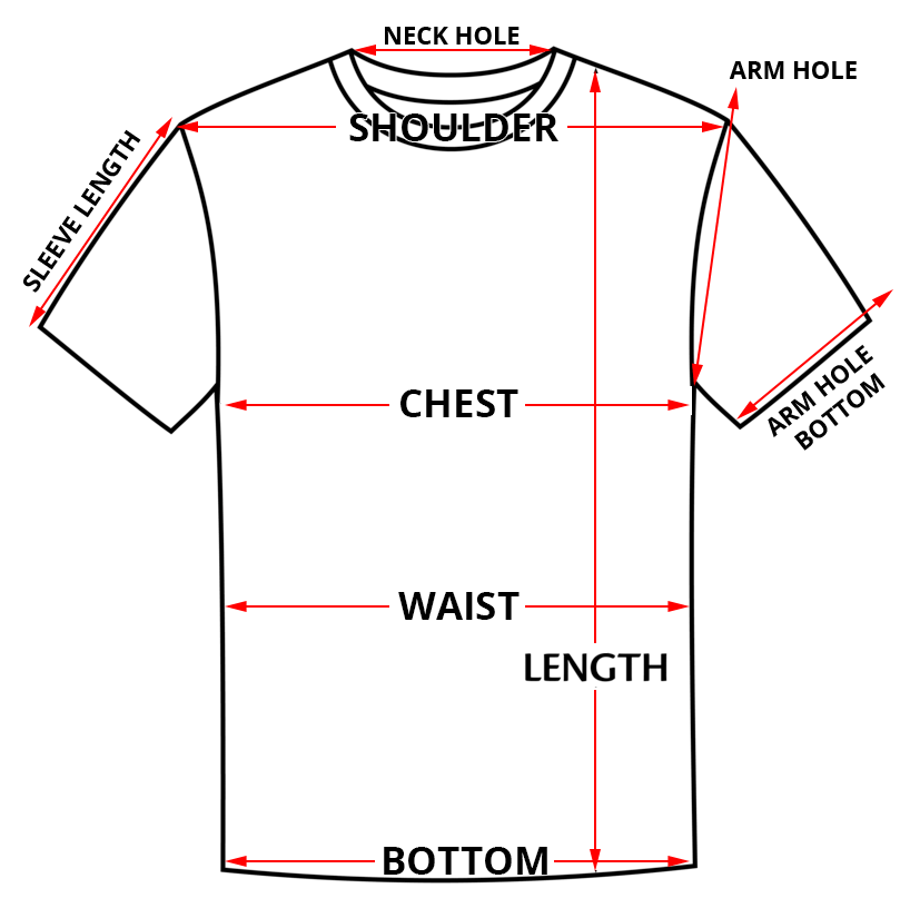 WINGS T-Shirt Size Chart