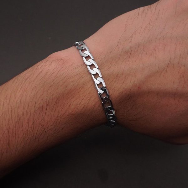 Cobra Silver Chain Bracelet front
