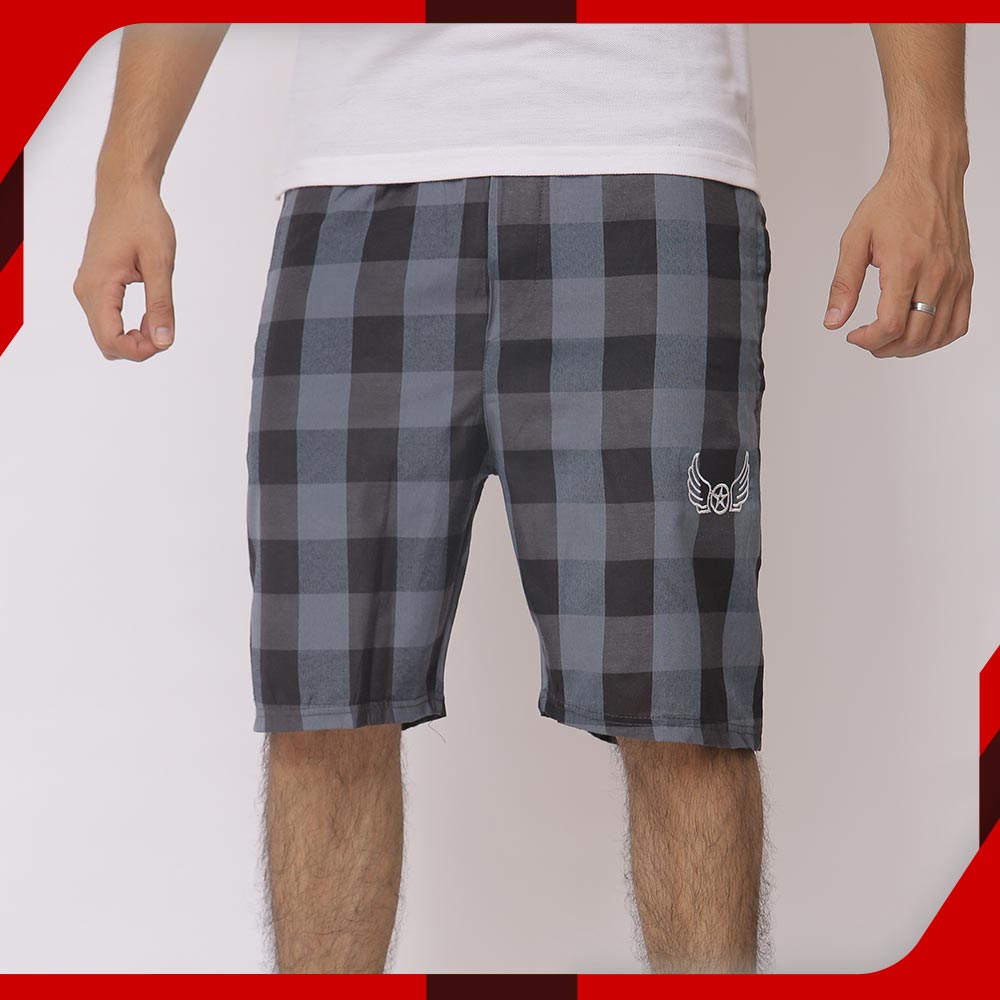 Blue Black Cotton Shorts main