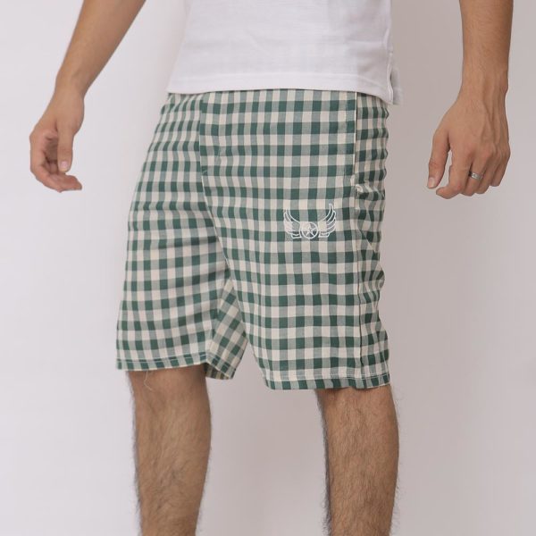 Green White Cotton Shorts 2