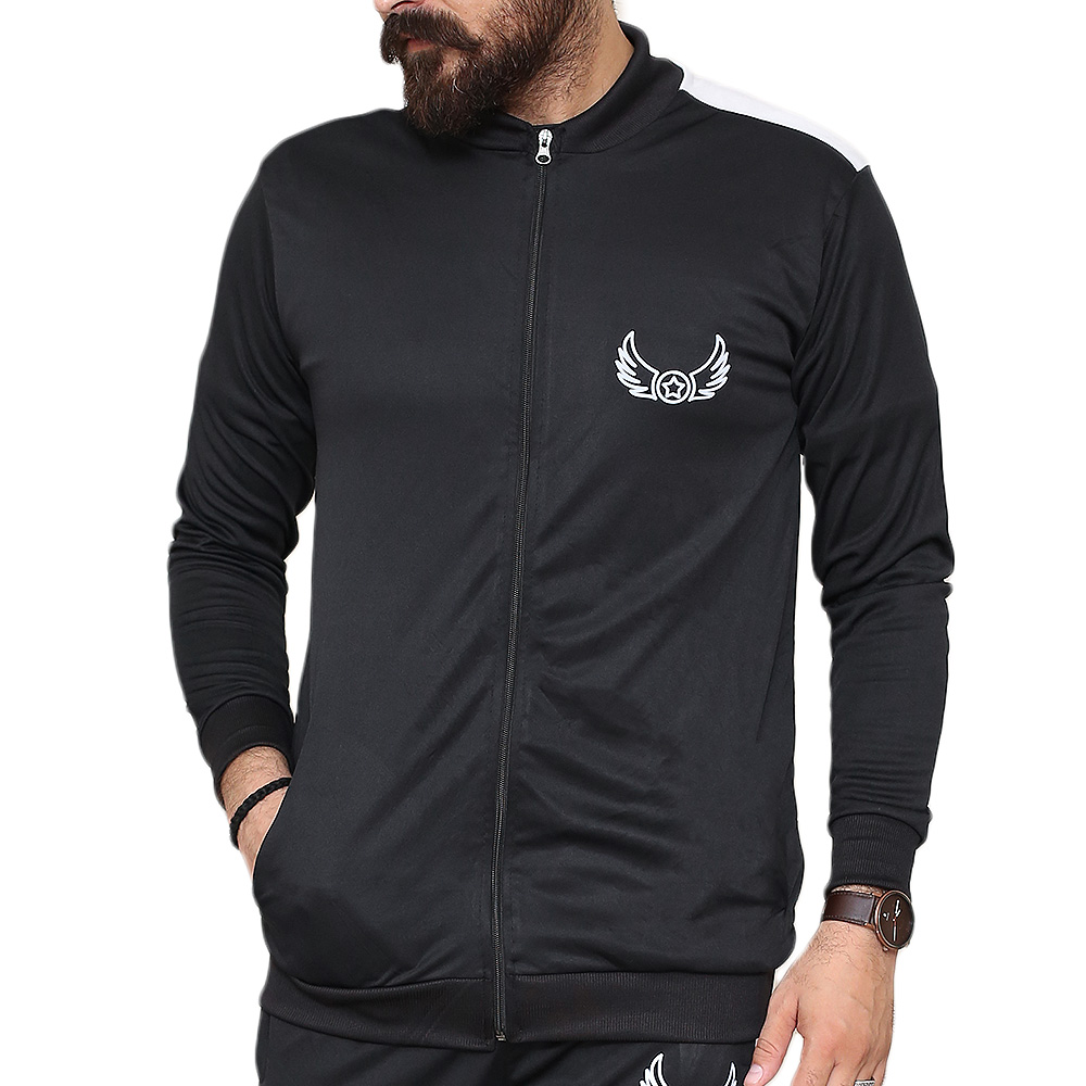 Black Panel Sports Jacket | Gym Polyester Jacket in Pakistan