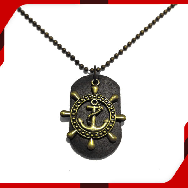 Anchor Leather Tag Locket for Men 01