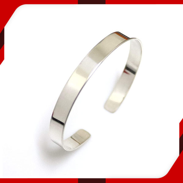 Silver Bangle Bracelet for Men M 02