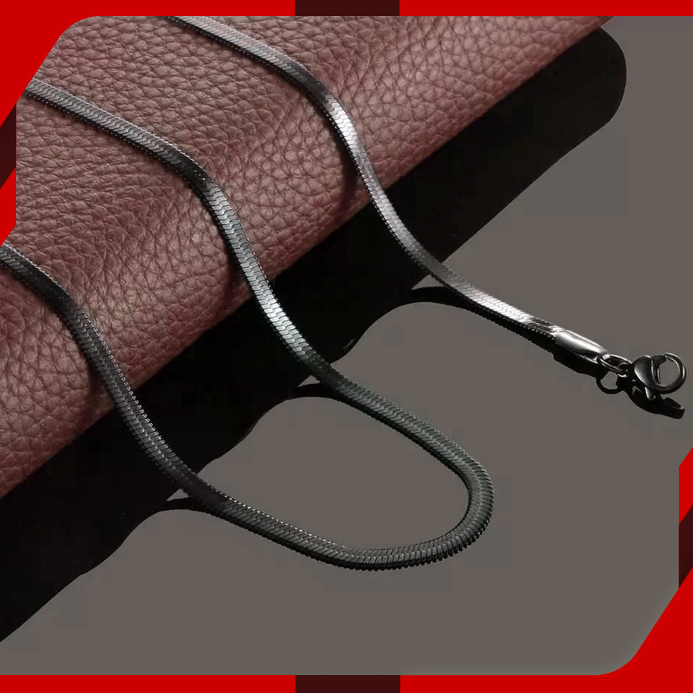 thumbnail interactive-video image 1 of Trendsmax Solid Stainless Steel Square Snake Chain Necklace – 22 Inch – Silver, Various Widths 1 of 4