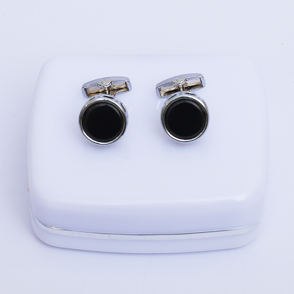 Black Circle Cufflinks for Men 01