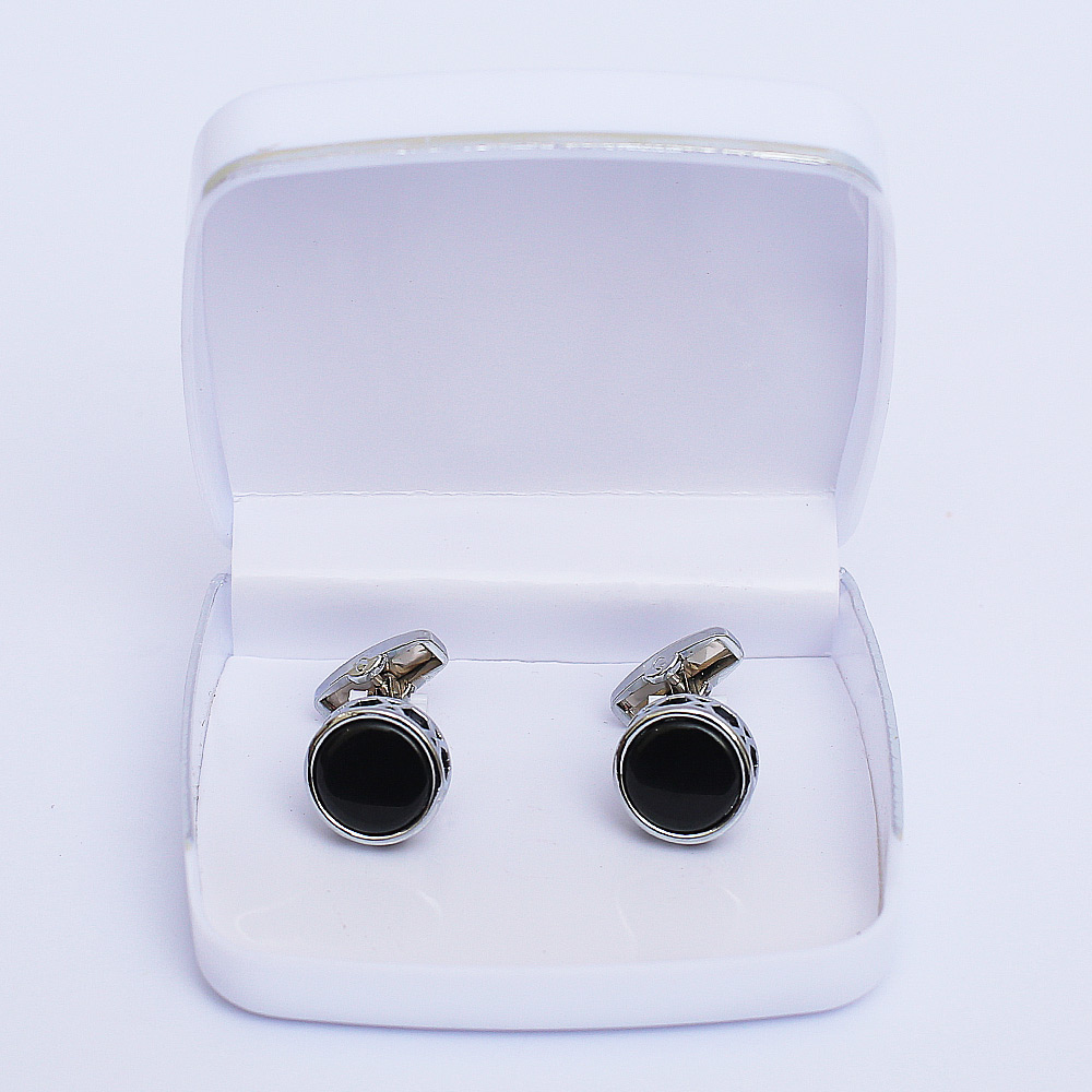 Black Circle Cufflinks for Men 02