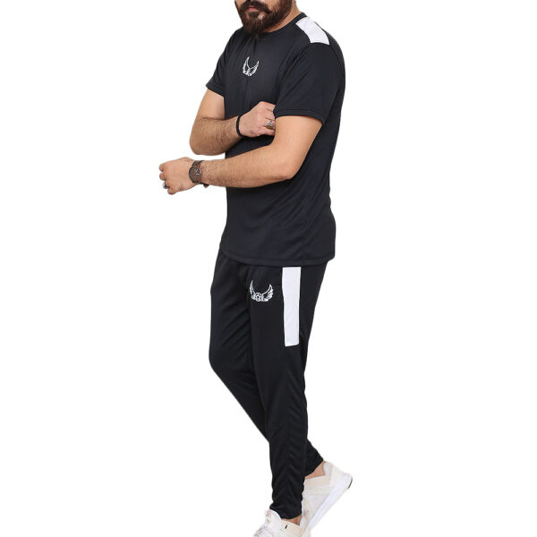 Black Panel Active Tracksuits for Men