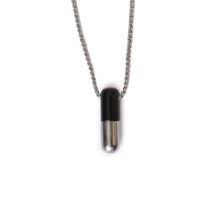 Black Silver Capsule Locket for Men