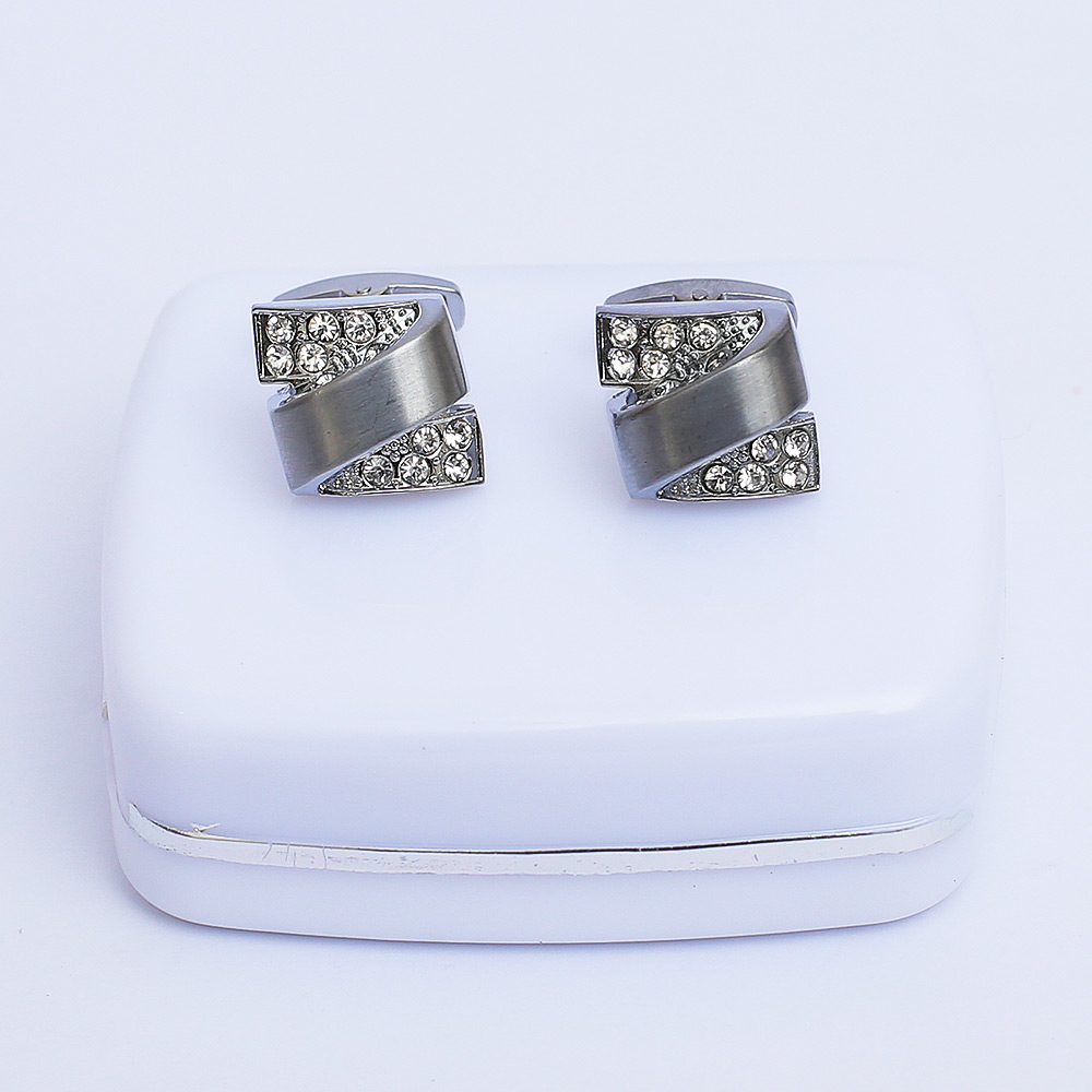 Crystal Silver Cufflinks for Men 01