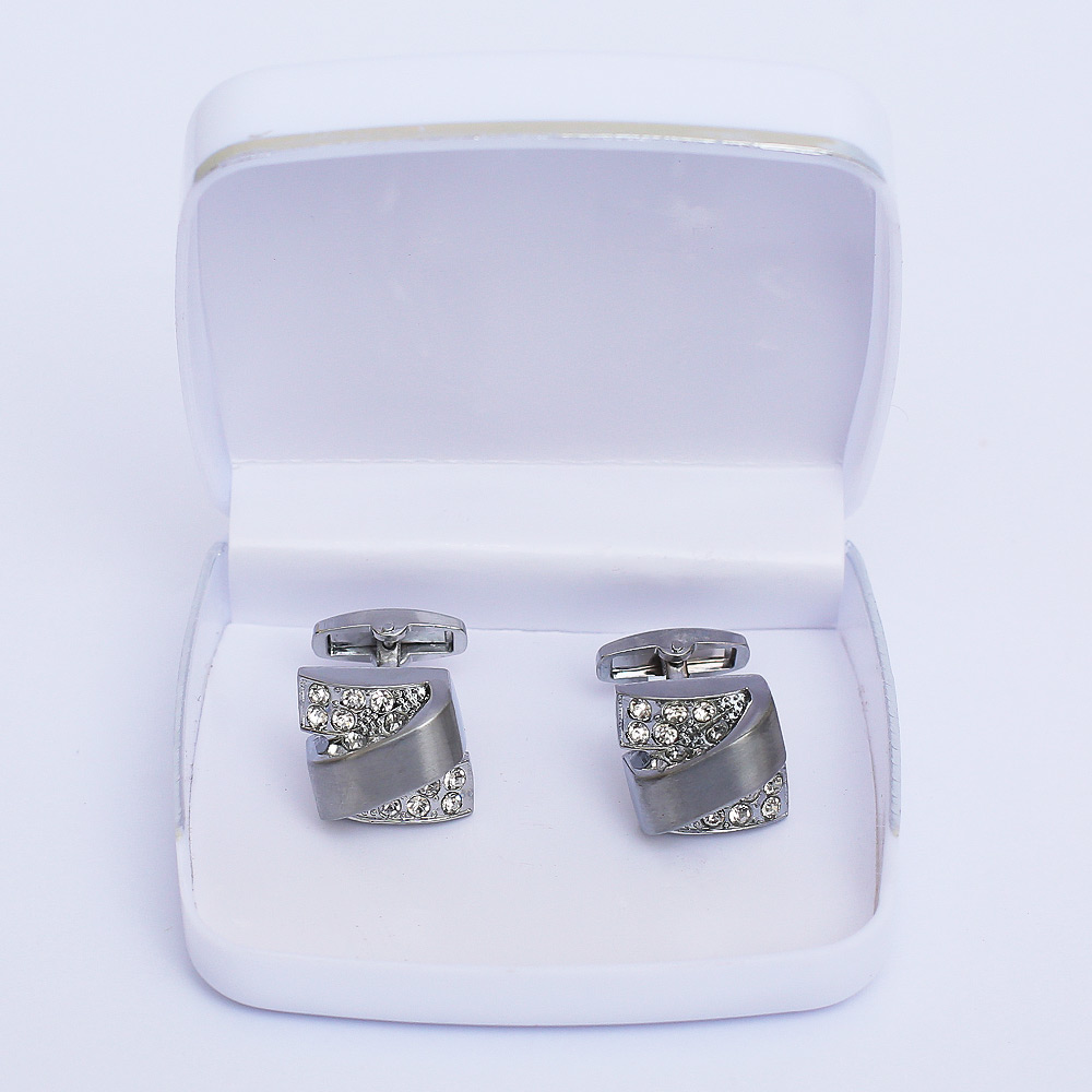 Crystal Silver Cufflinks for Men 02