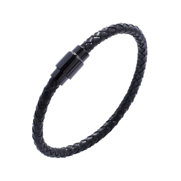 Leather black Bracelet for Men 01