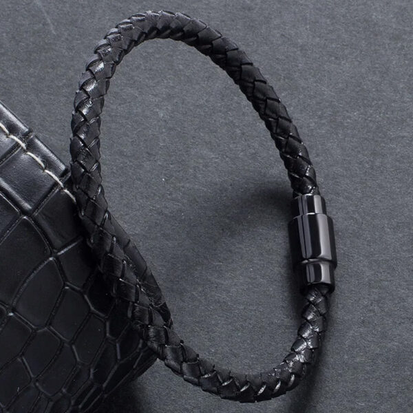 Leather black Bracelet for Men 02