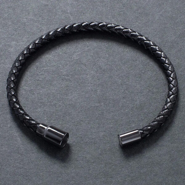 Leather black Bracelet for Men 04