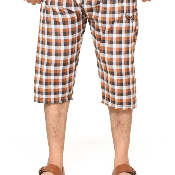 Decent Brown Cotton Shorts For Men