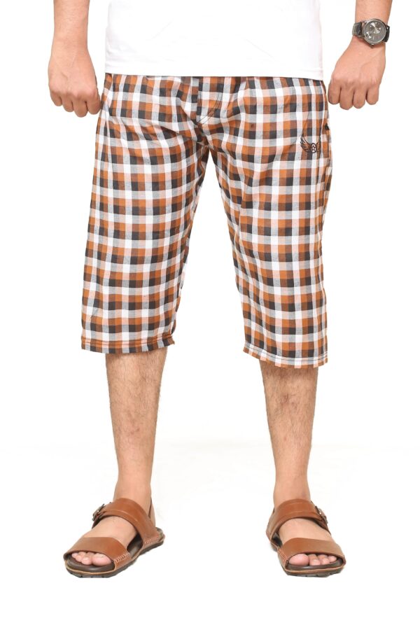 Decent Brown Cotton Shorts For Men