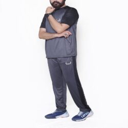 Grey Black Active Tracksuit with Trousers